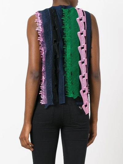 Shop Versace Open Embroidery Stripe Tank Top In Black