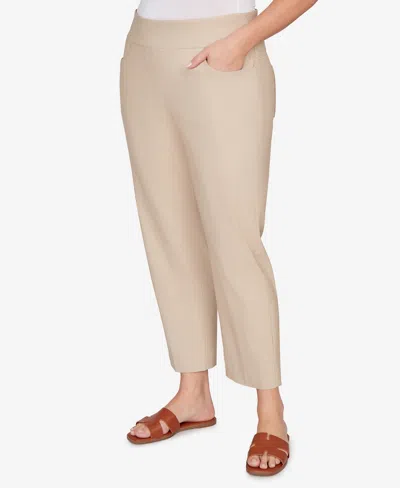 Ruby Rd. Plus Size Silk Tech Pull-on Ankle Straight-leg Pants In Neutral