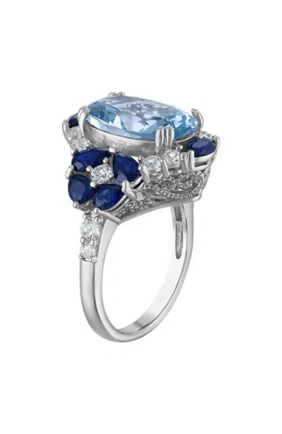 Fzn Created Sapphire Oval Statement Ring In Blue