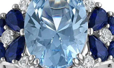 Fzn Created Sapphire Oval Statement Ring In Blue