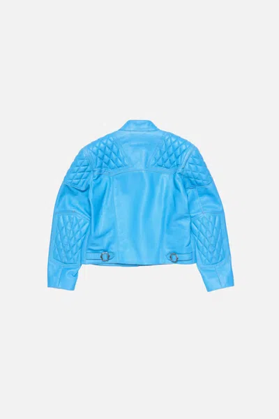 Acne Studios Leather Biker Jacket In Blue