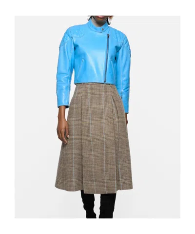 Acne Studios Leather Biker Jacket In Blue