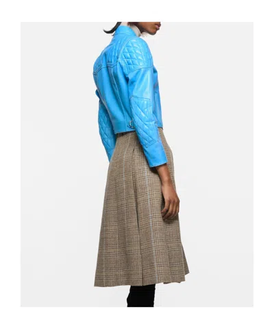 Acne Studios Leather Biker Jacket In Blue