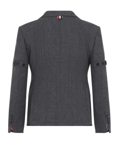 Thom Browne Check-pattern Button-up Blazer In Gray