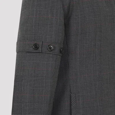Thom Browne Check-pattern Button-up Blazer In Gray