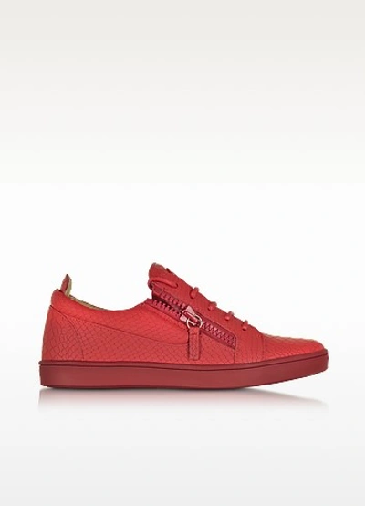 Giuseppe Zanotti Men's Croc-embossed Leather Low-top Sneakers