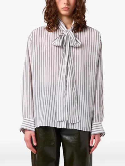 Msgm Striped Blouse In White