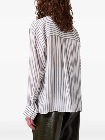Msgm Striped Blouse In White