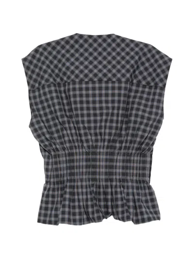 Msgm Ruffled Check Shirt In Gray