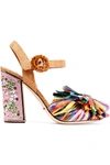 Dolce & Gabbana Woman Crystal-embellished Raffia Sandals Pink