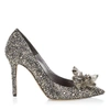 JIMMY CHOO ALIA Black Crystal Covered Pointy Toe Pumps