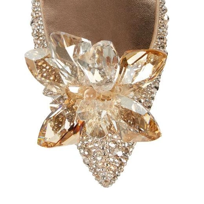 Jimmy Choo Allure Golden Mix Crystal Covered Pointy Toe Pump