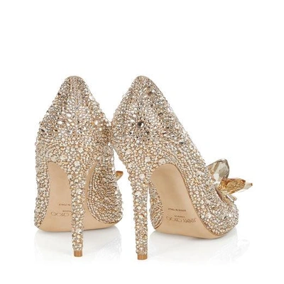 Shop Jimmy Choo Alia Golden Crystal Covered Pointy Toe Pumps In Golden Mix