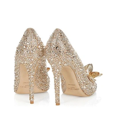 Shop Jimmy Choo Avril Golden Crystal Covered Pointy Toe Pumps In Golden Mix