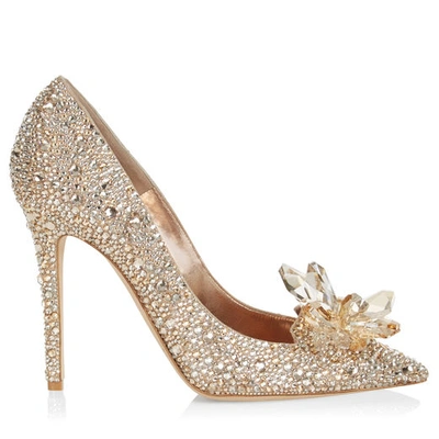 Shop Jimmy Choo Ari Golden Crystal Covered Pointy Toe Pumps In Golden Mix