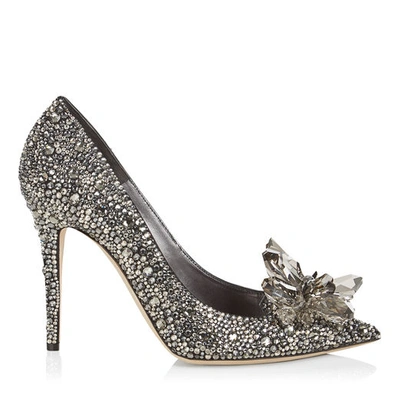 Jimmy Choo Avril Black Crystal Covered Pointy Toe Pumps