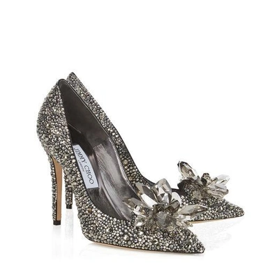Jimmy Choo Avril Black Crystal Covered Pointy Toe Pumps