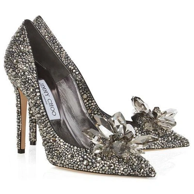 Jimmy Choo Avril Black Crystal Covered Pointy Toe Pumps