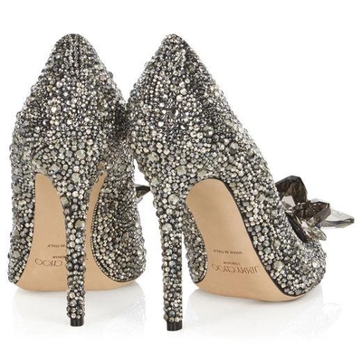 Jimmy Choo Avril Black Crystal Covered Pointy Toe Pumps