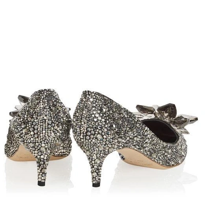 Jimmy Choo Avril Black Crystal Covered Pointy Toe Pumps