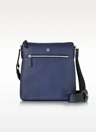 Mcm Otto Small Leather Messenger Bag In Pistol Blue