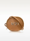 N°21 BROWN LEATHER OVAL CROSSBODY BAG W/METALLIC EMBOSSED LOGO