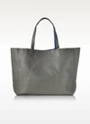 ZADIG & VOLTAIRE GRAY AND COBALT BLUE LEATHER REVERSIBLE HENDRIX TOTE BAG