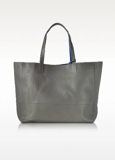 Zadig & Voltaire Gray And Cobalt Blue Leather Reversible Hendrix Tote Bag
