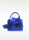 N°21 BLUETTE SATIN MICRO CROSSBODY BAG W/ICONIC BOW ON FRONT AND BLACK CRYSTALS
