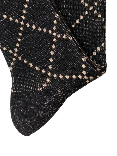 Alto Check-pattern Metallic-effect Socks In Black