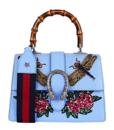 Shop Gucci Small Dionysus Embroidered Bamboo Top Handle Bag