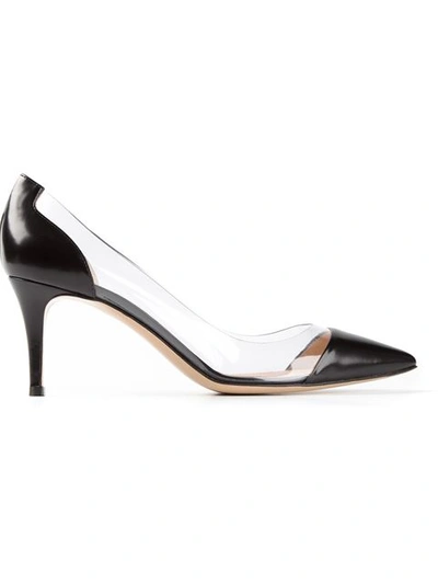 Gianvito Rossi 70mm Plexi & Patent Leather Pumps, Black