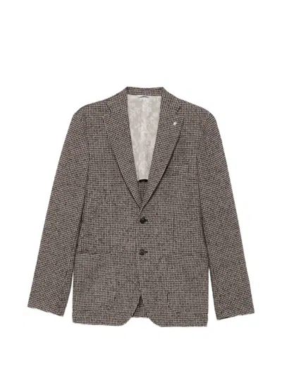 Manuel Ritz Houndstooth-pattern Blazer In Brown