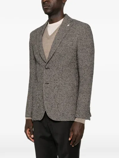 Manuel Ritz Houndstooth-pattern Blazer In Brown