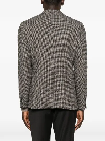 Manuel Ritz Houndstooth-pattern Blazer In Brown