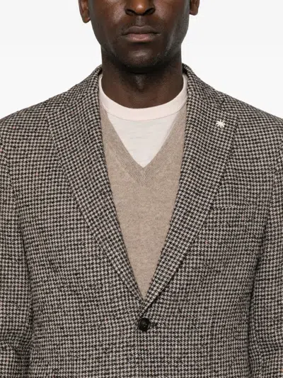 Manuel Ritz Houndstooth-pattern Blazer In Brown