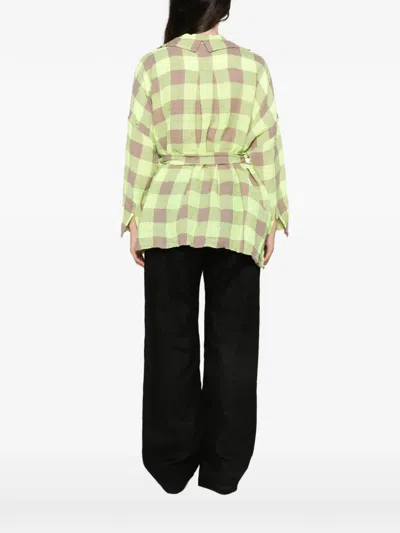 Daniela Gregis Check-pattern Belted Shirt In Green