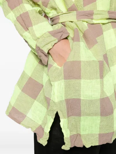 Daniela Gregis Check-pattern Belted Shirt In Green