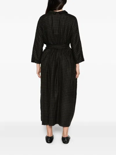 Daniela Gregis Check-pattern Belted Dress In Black