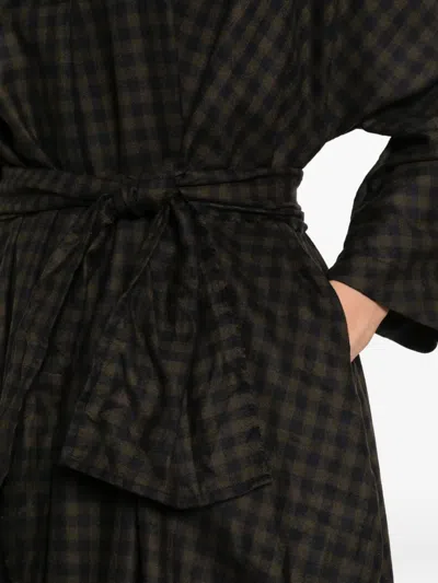 Daniela Gregis Check-pattern Belted Dress In Black