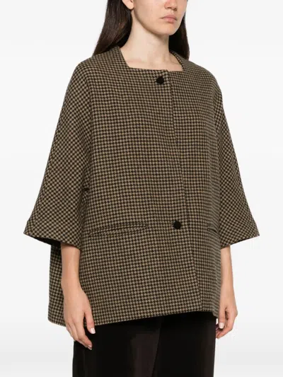 Daniela Gregis Houndstooth Wool Jacket In Gray