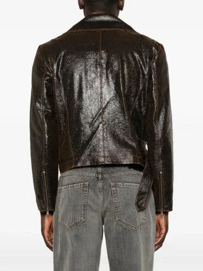 Sanderlak Flap-pocket Leather Jacket In Brown