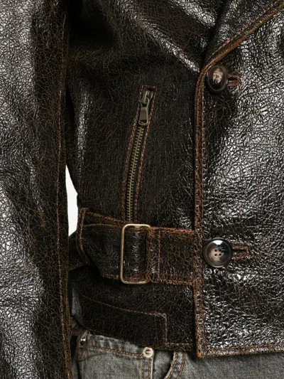 Sanderlak Flap-pocket Leather Jacket In Brown