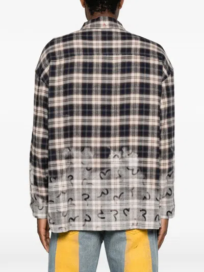 Evisu Check-pattern Shirt In Gray