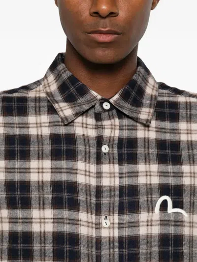 Evisu Check-pattern Shirt In Gray