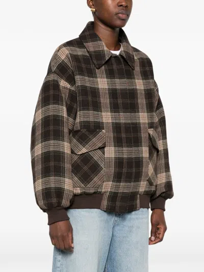 Nina 14.7 Check Oversized Bomber Jacket In Multi