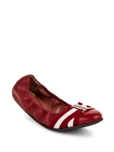 Bally Tippy Leather Flats In Red