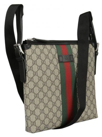 Shop Gucci Web Gg Supreme Shoulder Bag In Beige