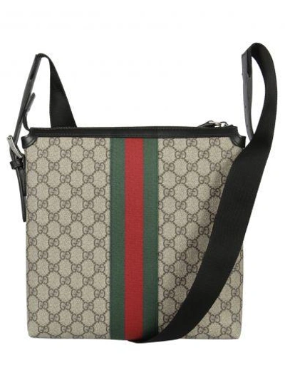 Shop Gucci Web Gg Supreme Shoulder Bag In Beige