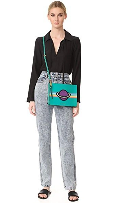 Shop Marc Jacobs Rainbow Flat Cross Body Bag In Evergreen